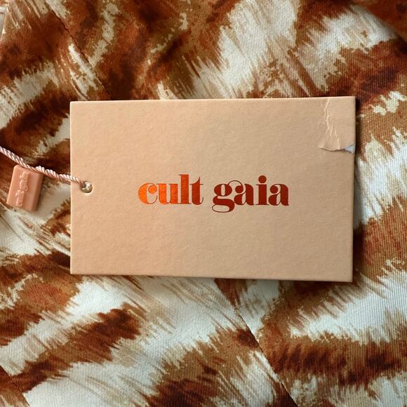 NEW Cult Gaia Debi Top Silk Blend Crop Amber Multi Animal Print Tiger Stripes XS - Picture 3 of 14